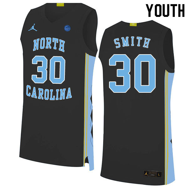 2020 Youth #30 K.J. Smith North Carolina Tar Heels College Basketball Jerseys Sale-Black